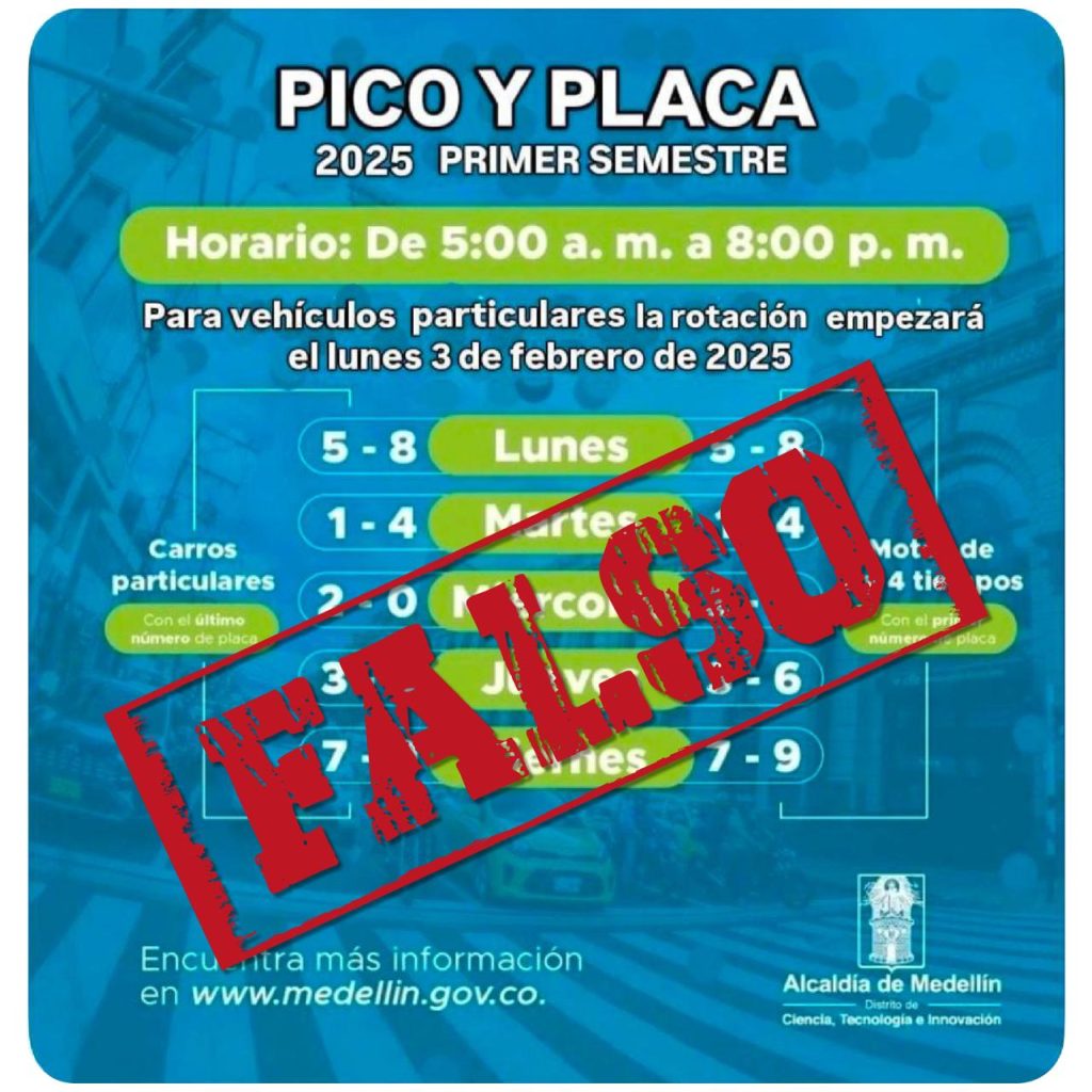 Rotación del pico y placa que circula en redes sociales es falsa El cambio sería en esta fecha