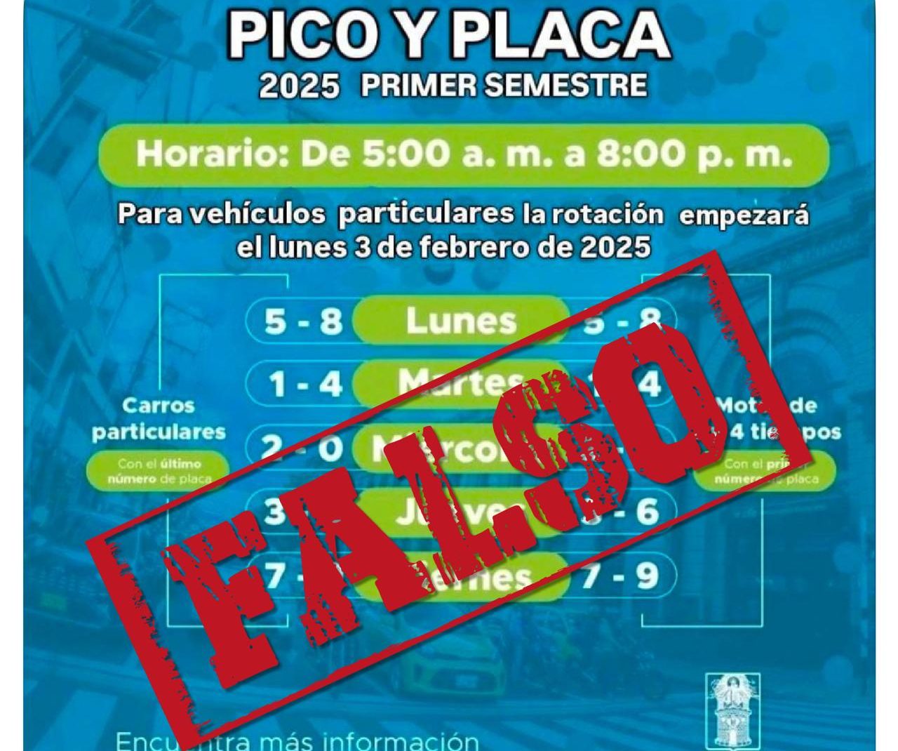 Rotación del pico y placa que circula en redes sociales es falsa El cambio sería en esta fecha