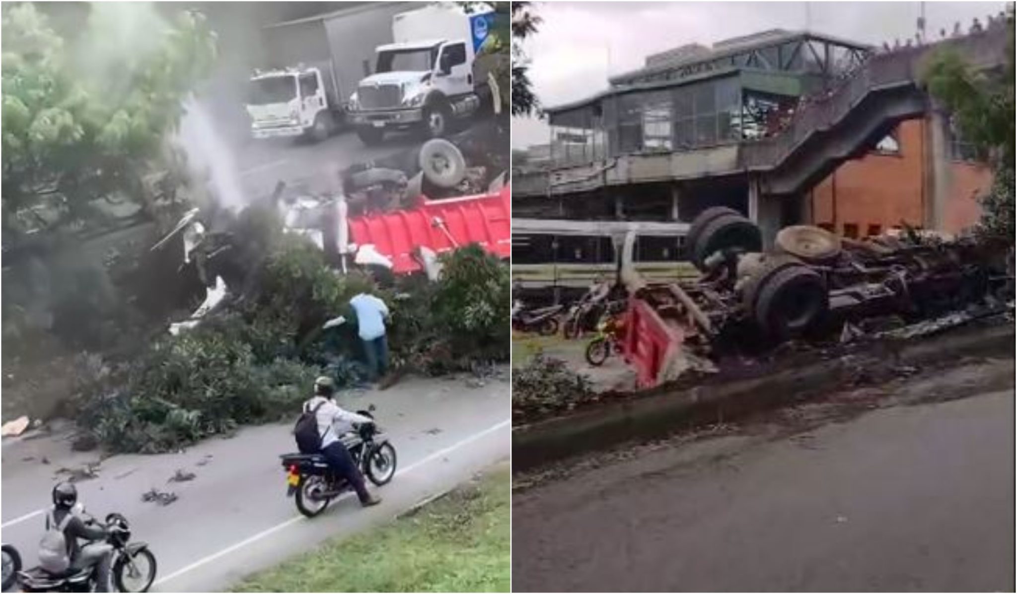 Volqueta con material se accidentó en la avenida Regional a la altura de Tricentenario