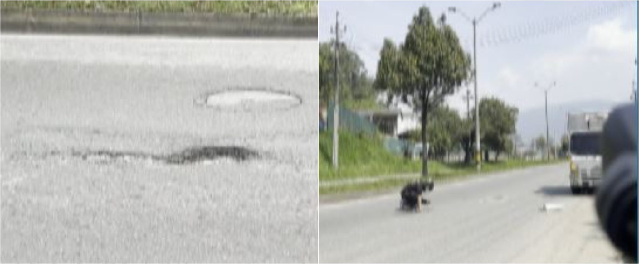 ¡Buena por esa! Motociclista tapa huecos de la Autopista Sur para evitar accidentes