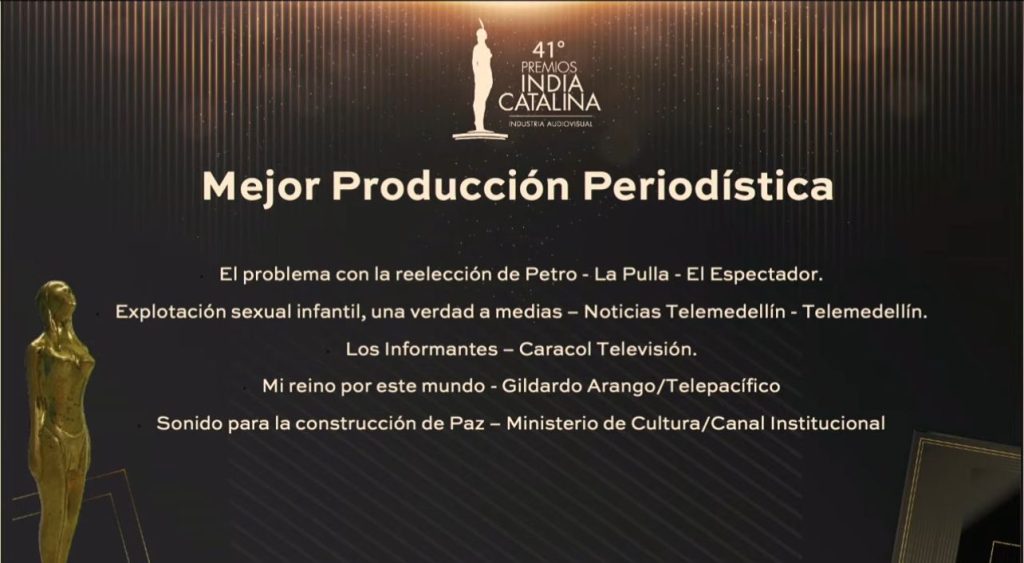 Noticias Telemedellín nominado a los premios India Catalina por mejor producción periodística