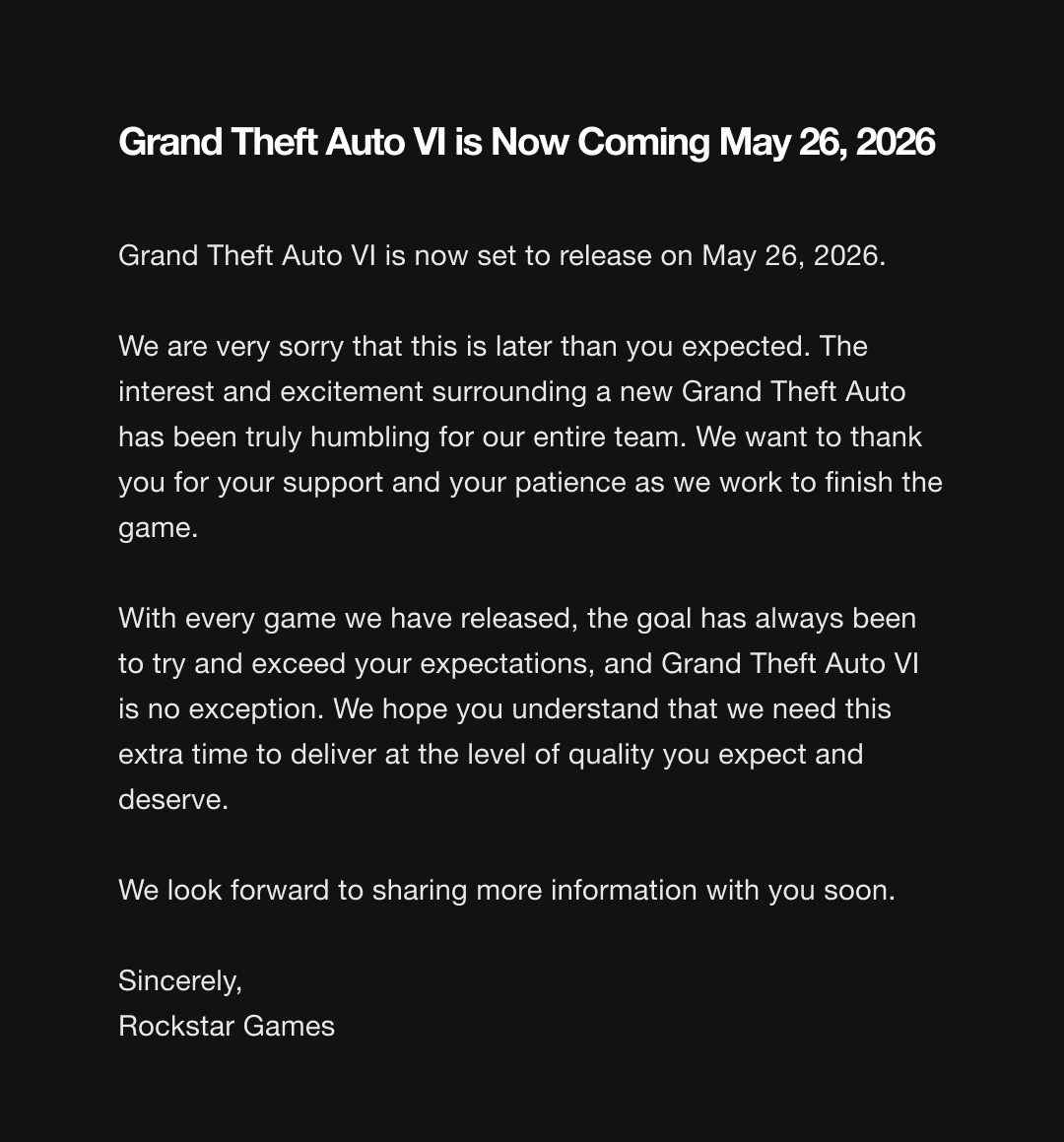 Ya hay fecha para GTA 6: Rockstar Games confirmó su lanzamiento