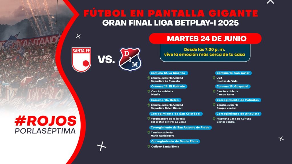 Esta es la ubicación de las 21 pantallas gigantes para ver la final del Dim ante Santa Fe