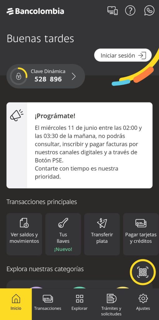 Servicios de la app de Bancolombia estarán en mantenimiento durante este día
