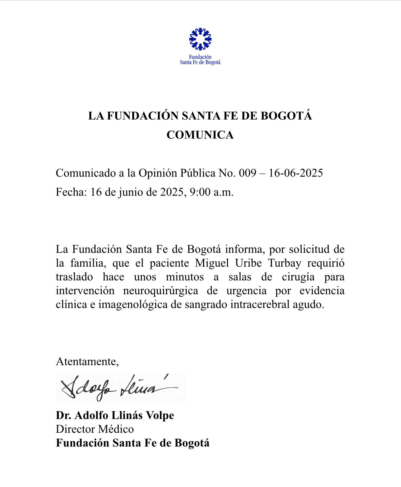 Miguel Uribe fue trasladado de urgencia a sala de cirugía: esto se sabe