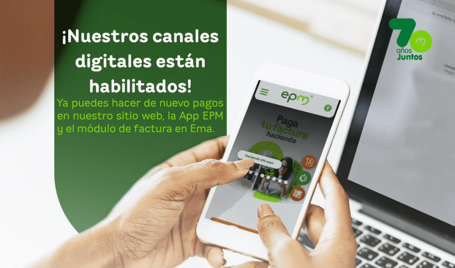 EPM habilita nuevamente sus canales digitales para pagos