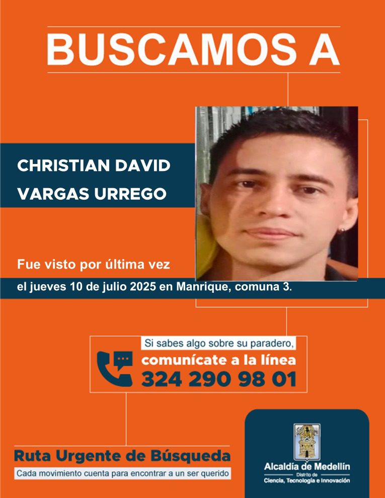 Amigos y familiares buscan a Christian David desaparecido desde el 10 de julio