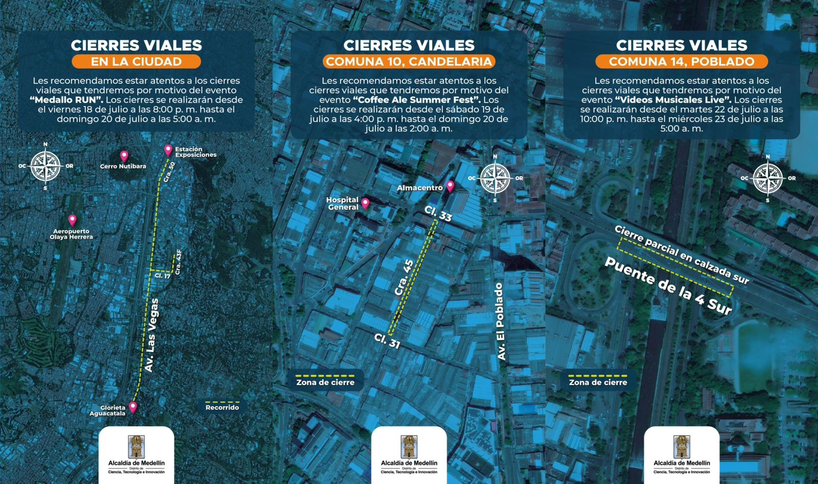 Anuncian cierres viales en Medellín por Desfile de Silleteritos y del 20 de julio