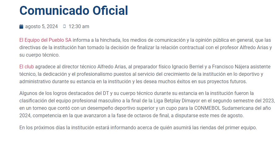 El DIM perdió contra Cali y se quedó sin técnico