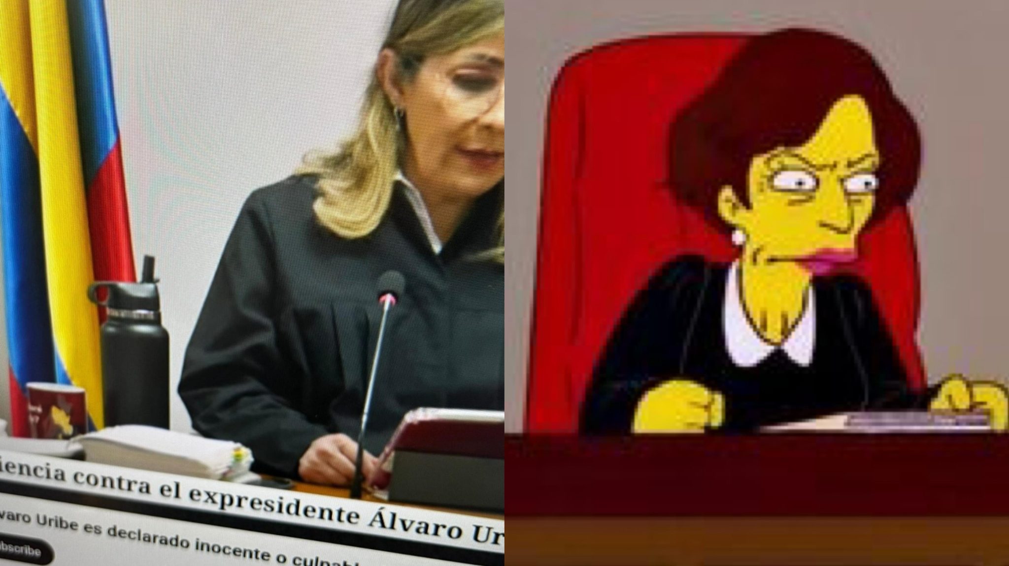 En medio del juicio contra Álvaro Uribe, un posillo de Los Simpson que usó la jueza se volvió viral en redes por su mensaje simbólico.