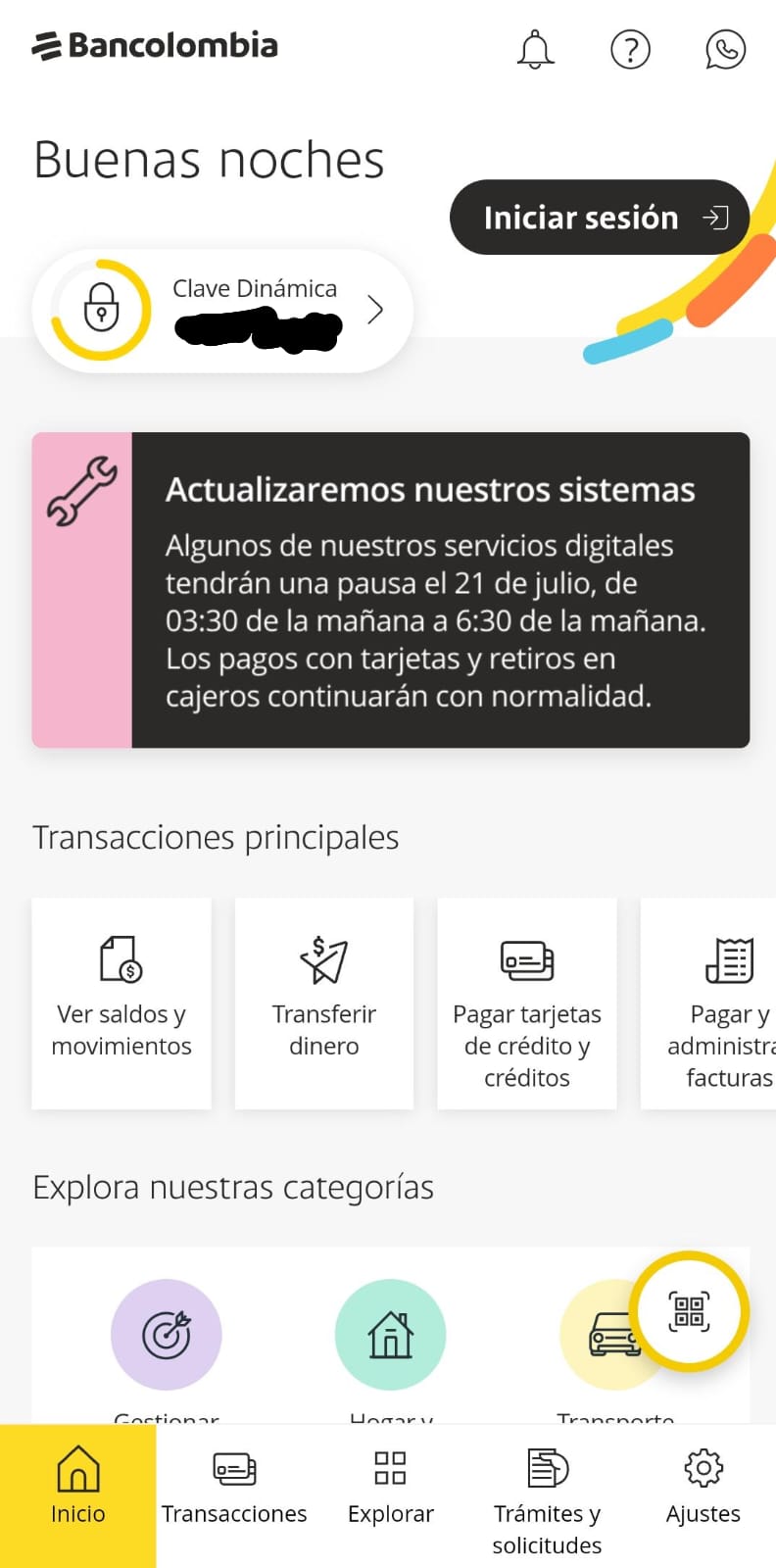 Bancolombia anuncia que durante estos días su app estará en mantenimiento