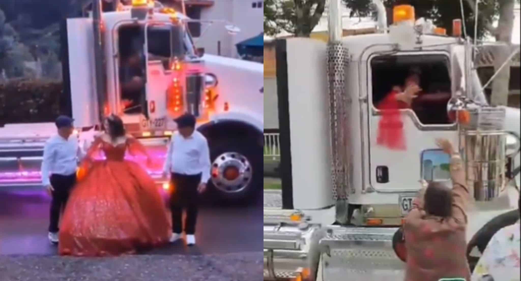 Engalanada y en tractomula: así se movilizó quinceañera en el Oriente antioqueño