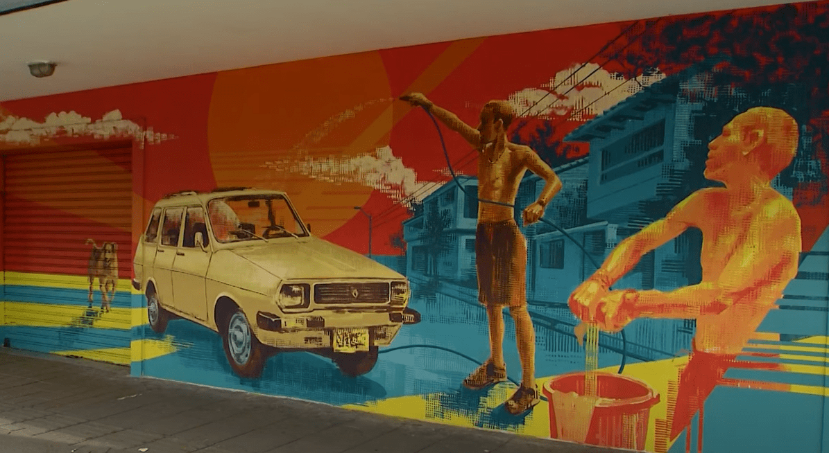 En Palacé hay nuevo mural que rinde homenaje a los autos antiguos