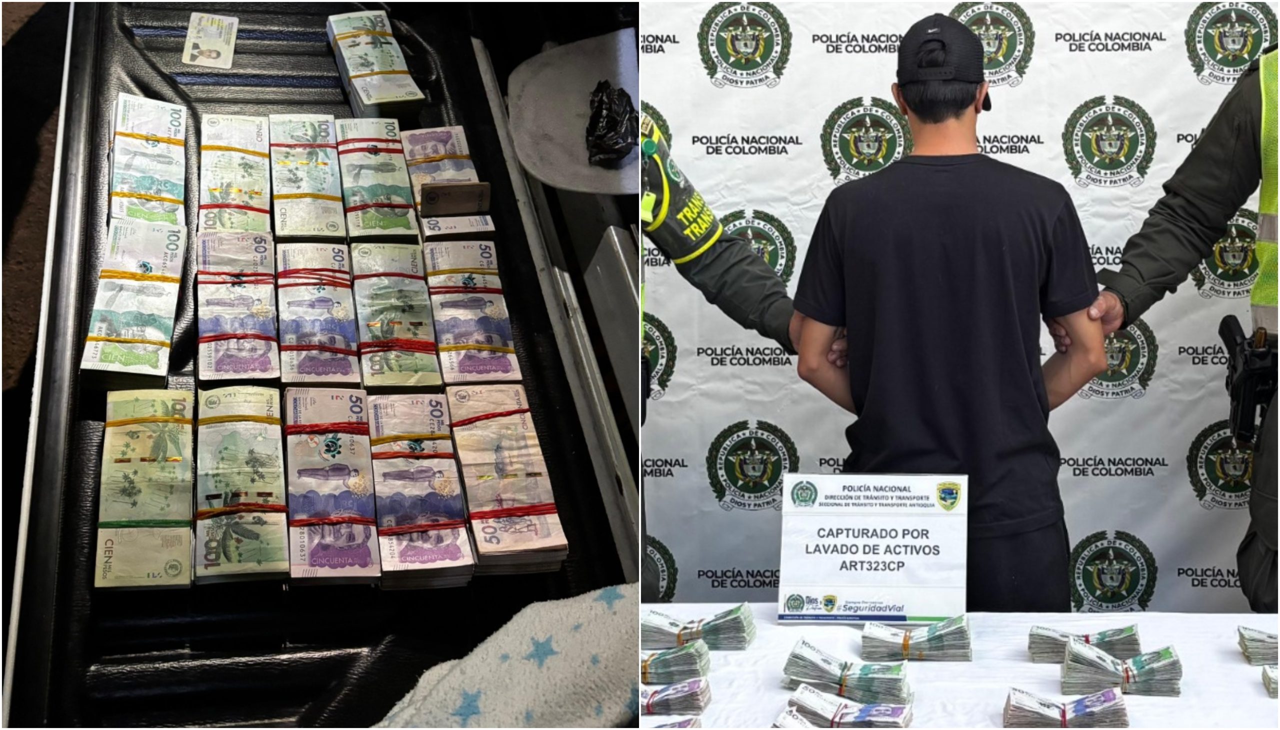 Capturan a hombre que llevaba más de 253 millones de pesos en un morral doble fondo