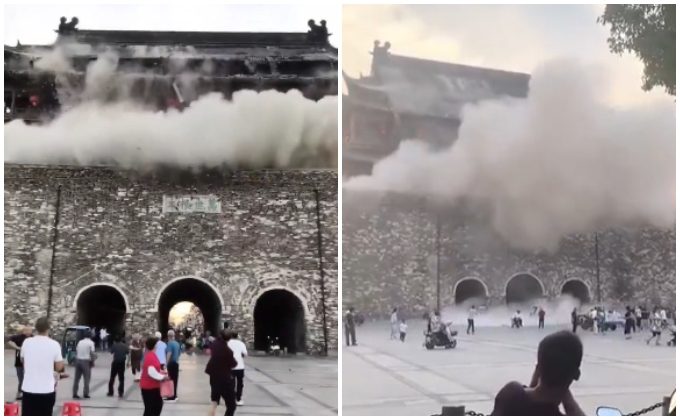 Colapsa el techo de un monumento de más de 600 años en China