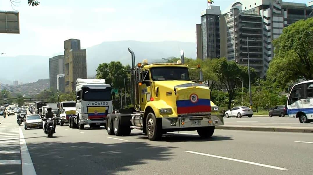 Con este recorrido avanza la manifestación de camioneros en Medellín