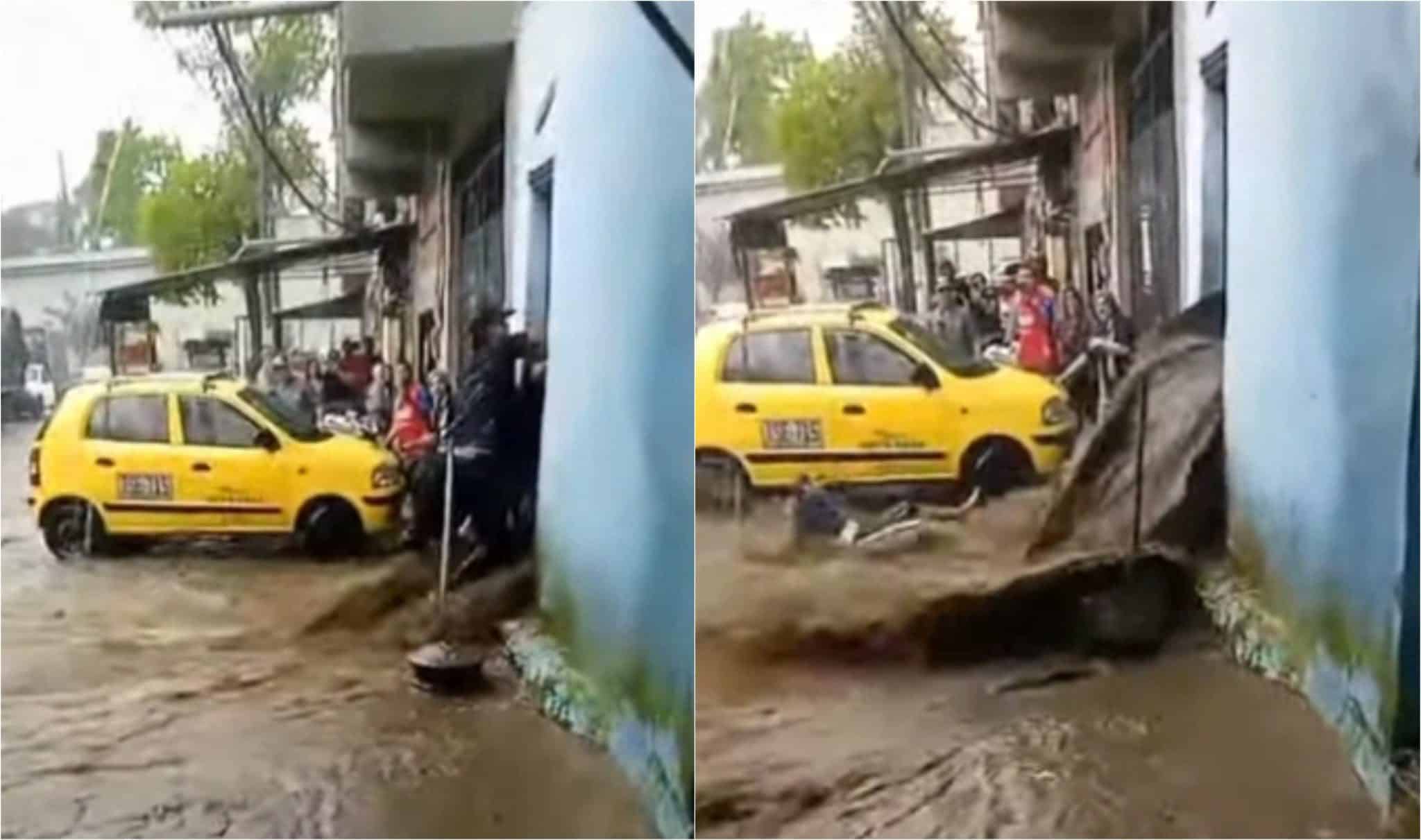Creciente en el barrio Lovaina por poco arrastra a 2 personas