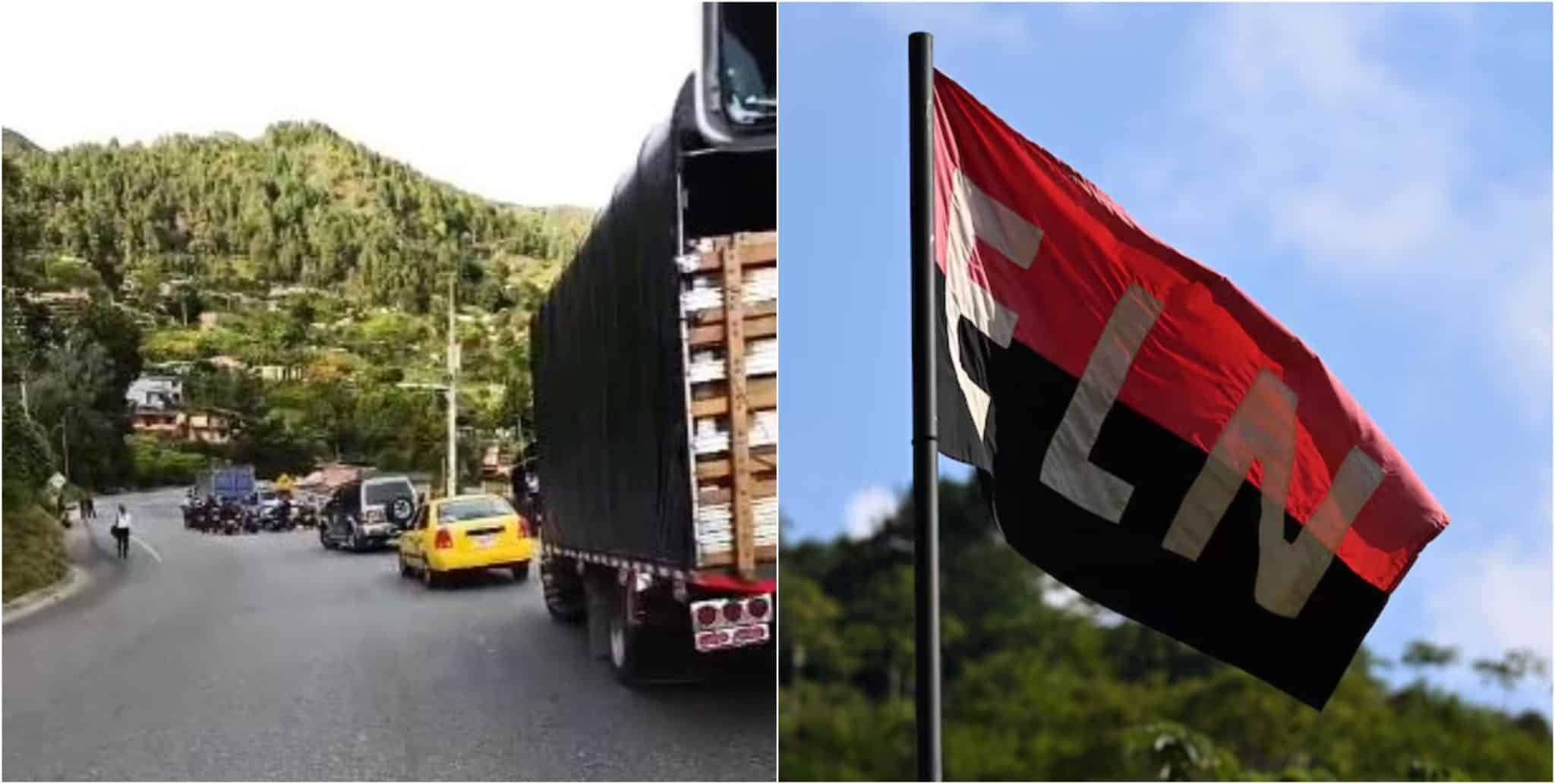 Dejaron paquete sospechoso y bandera del ELN en la vía que comunica Caucasia - Medellín