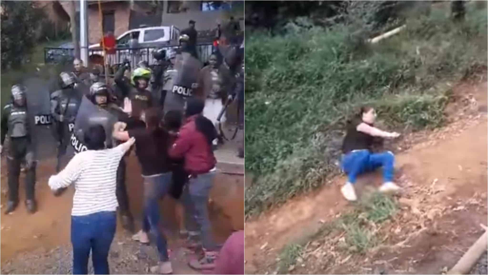 En pelea con la policía terminó una intervención de construcciones ilegales en el sector El Faro, en Medellín