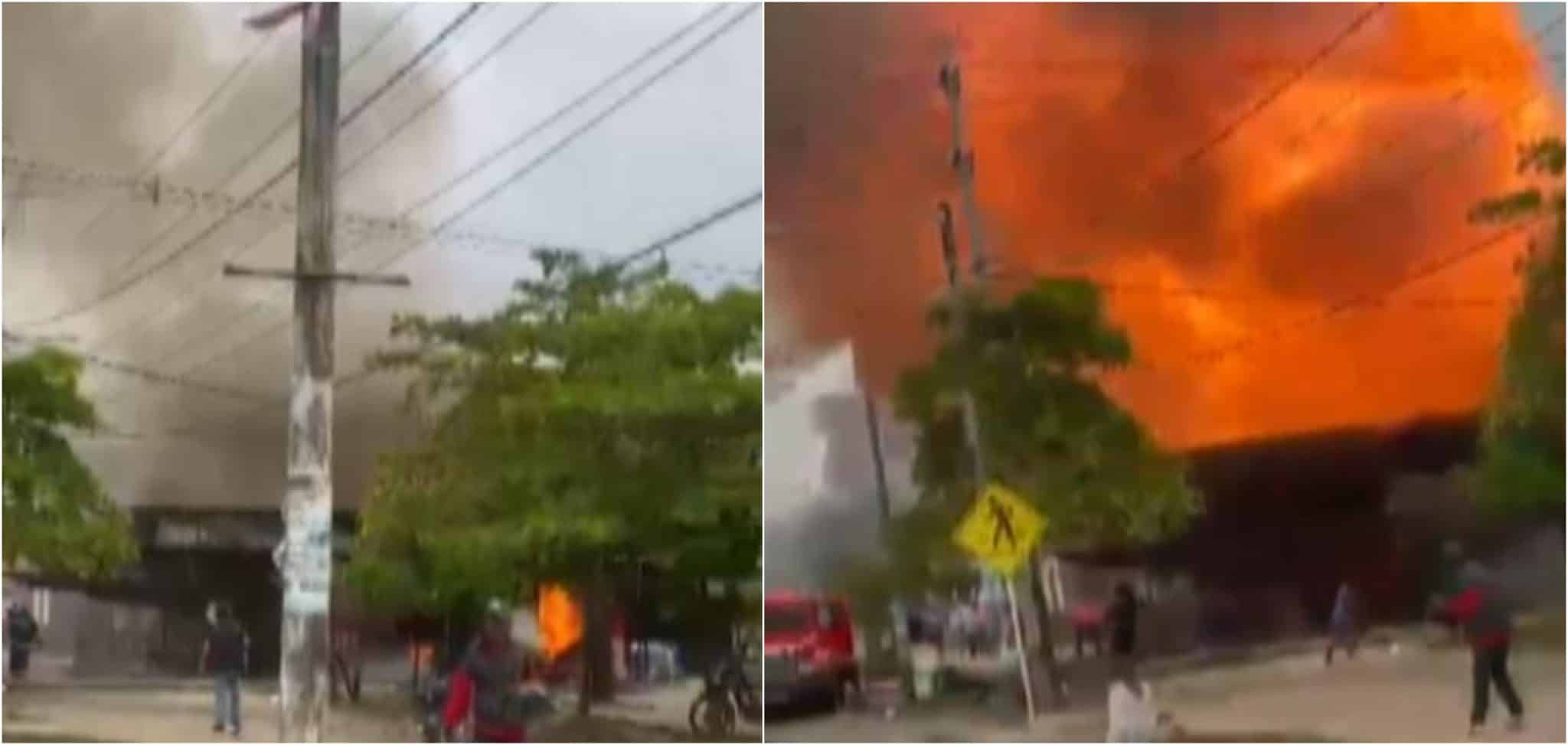 Explosión de cilindro de gas destruyó local de venta de pollo en Turbo
