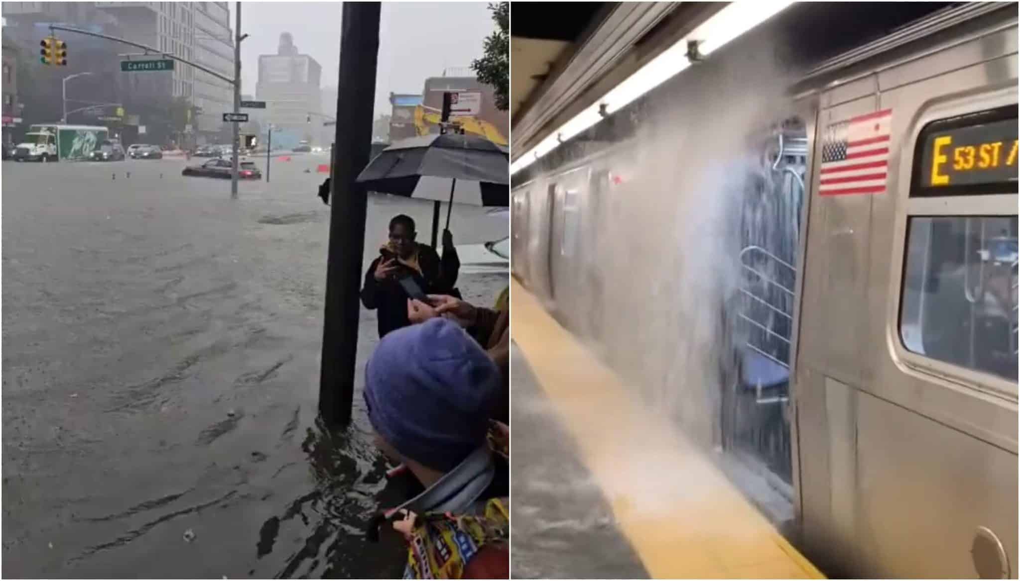 Fuertes lluvias inundaron calles y estaciones del metro en Nueva York