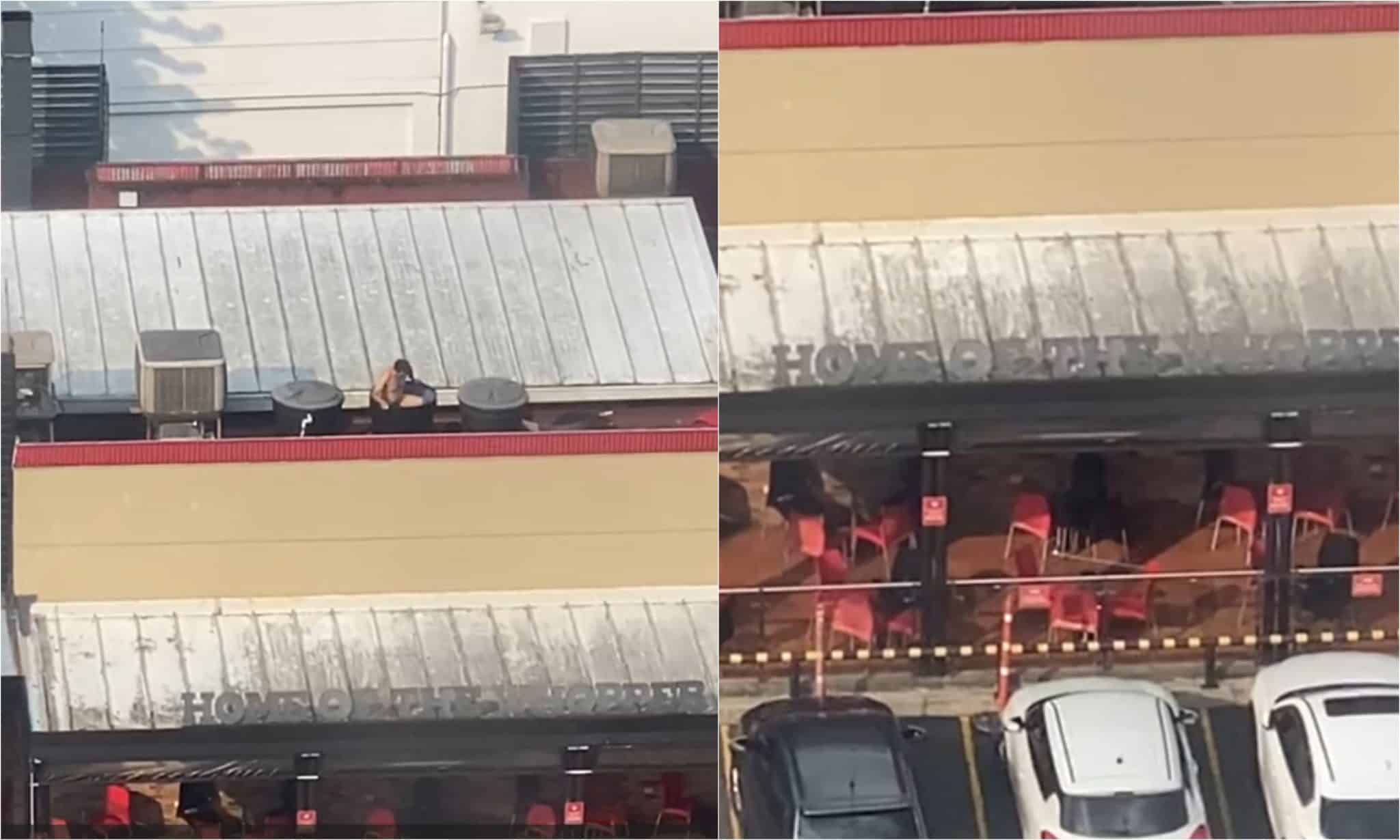 Graban a un hombre bañándose en un tanque de agua de un local de Burger King