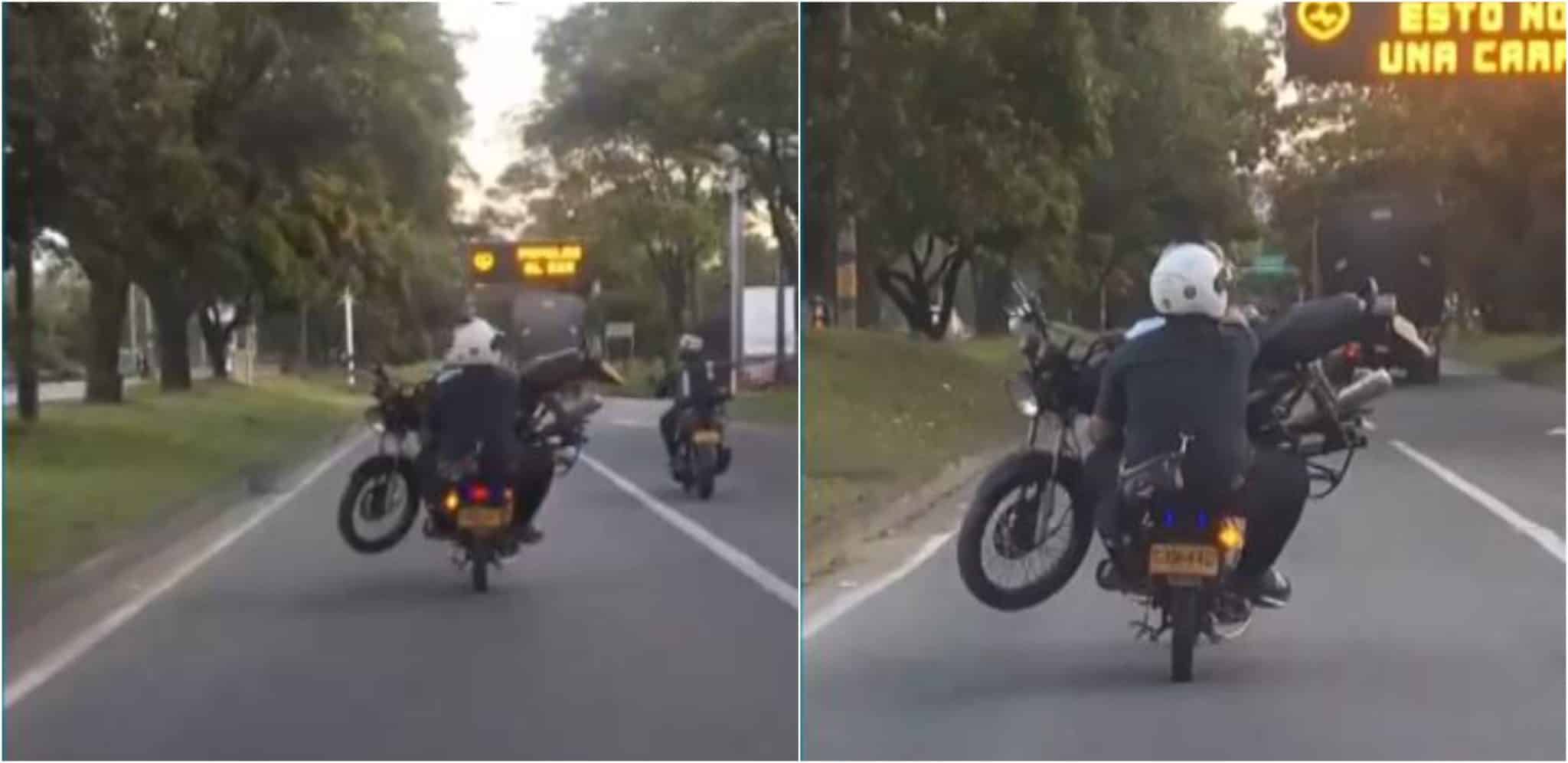 Motociclistas fueron grabados mientras llevaban otra moto varada en sus piernas por la Regional