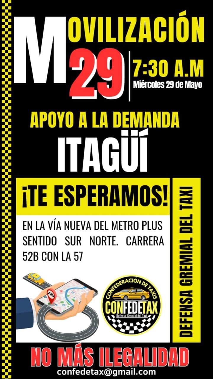 ¡Atención! Anuncian paro de taxistas para este miércoles, 29 de mayo