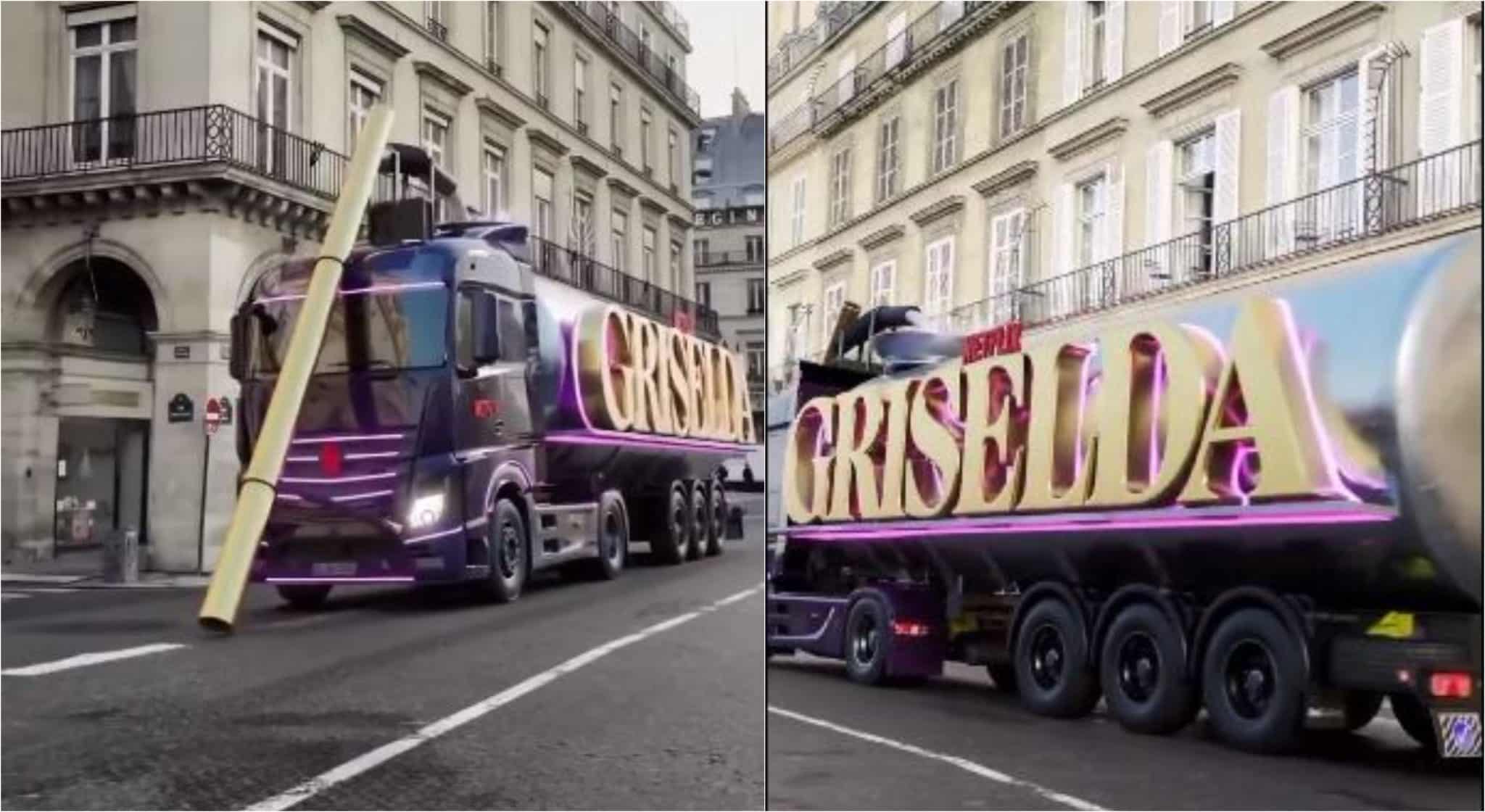Polémica por camión que inhala polvo blanco como publicidad de una serie de Netflix