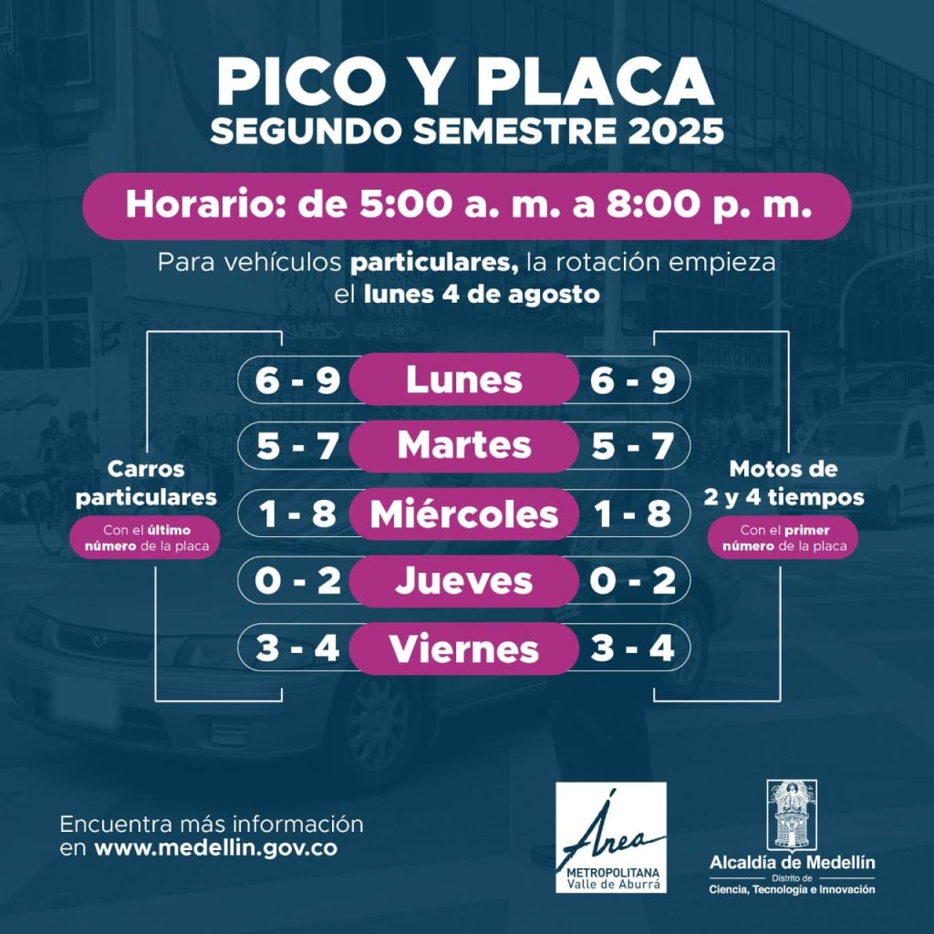 Que no lo multen a partir de este lunes comienza la rotación del pico y placa