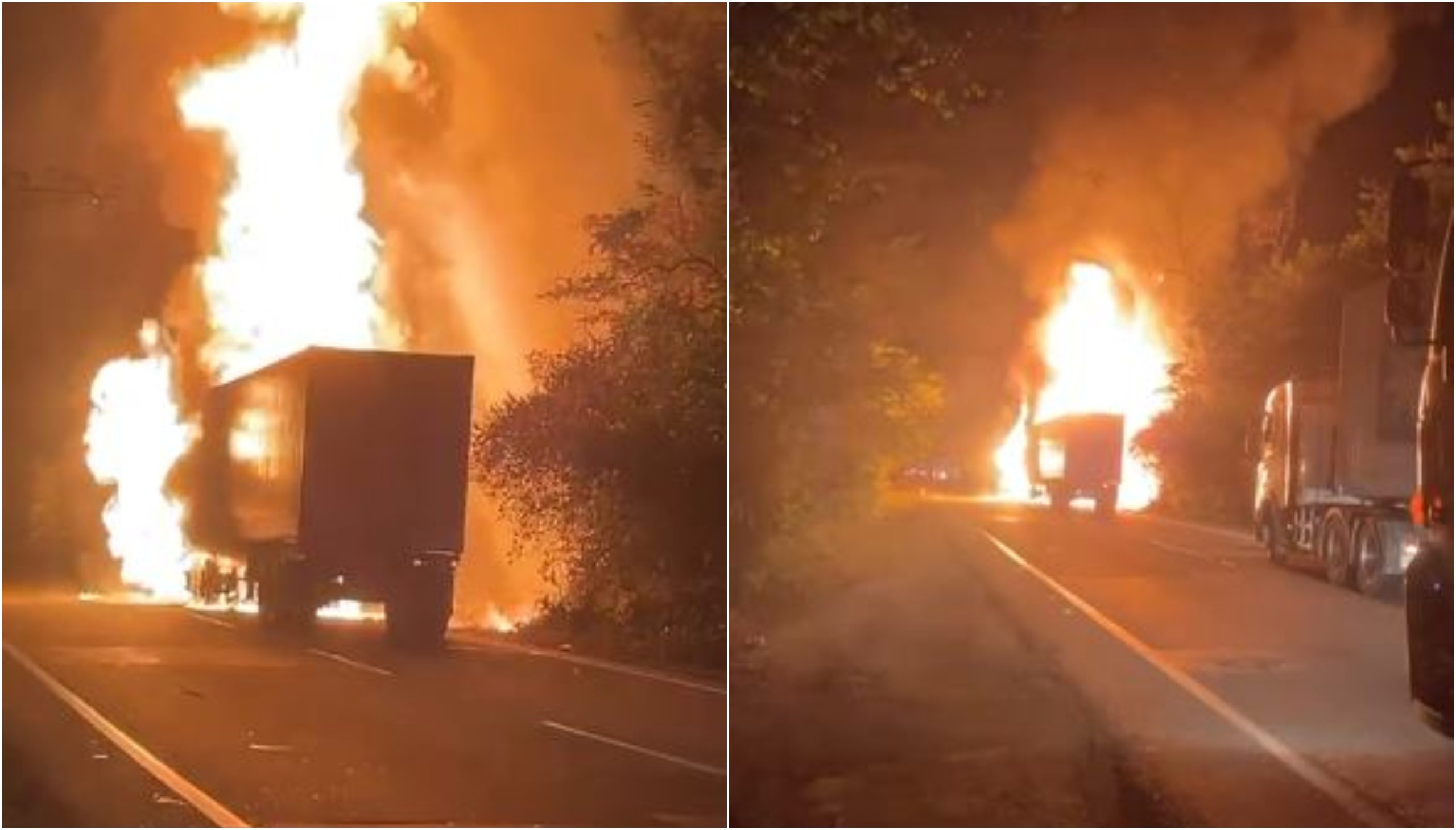 Quemaron camión de carga en la vía que conduce de Medellín a Tarazá