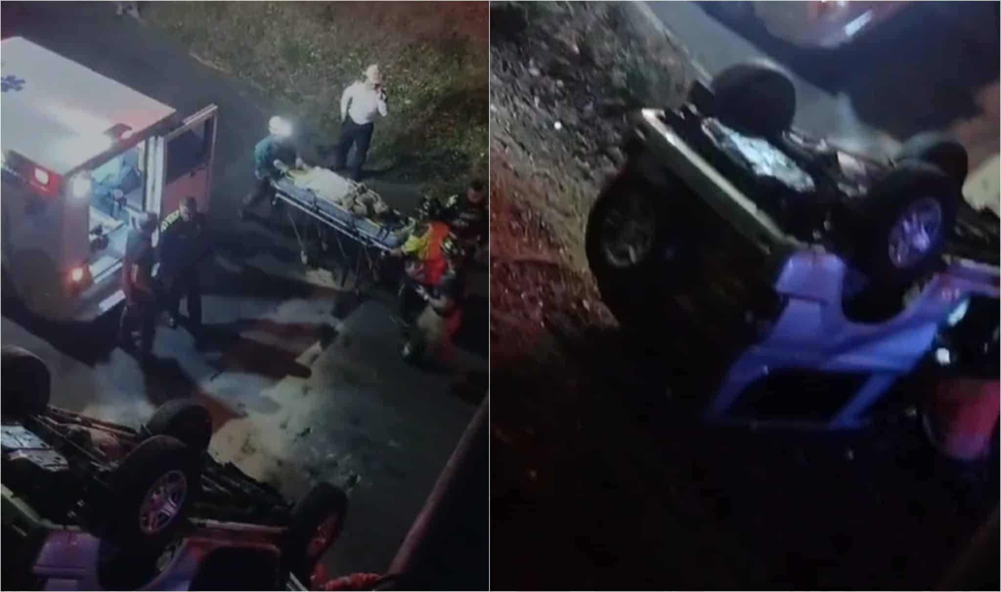 Un vehículo cayó al deprimido de La Aguacatala con la av. de El Poblado
