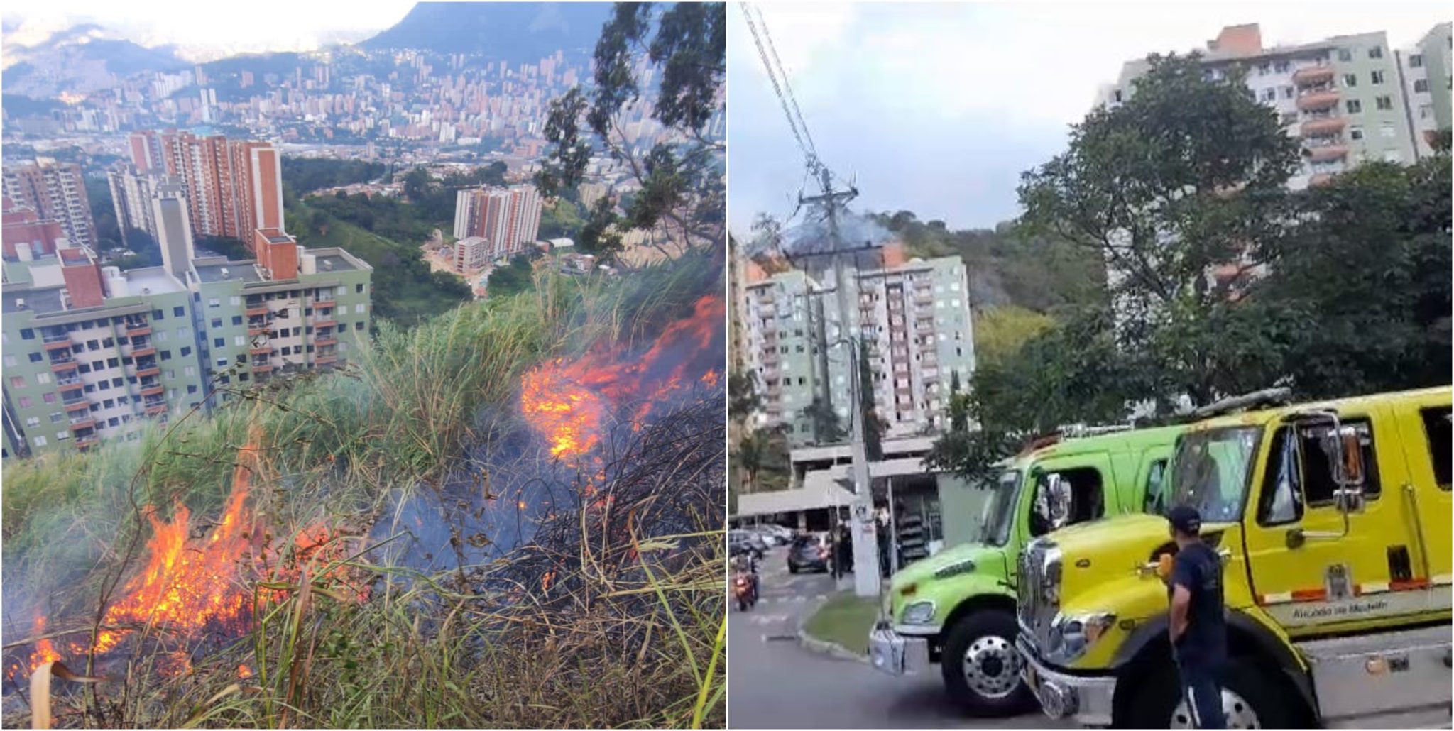 Bomberos controlan incendio que afectó zona verde del sector El Rodeo en Medellín