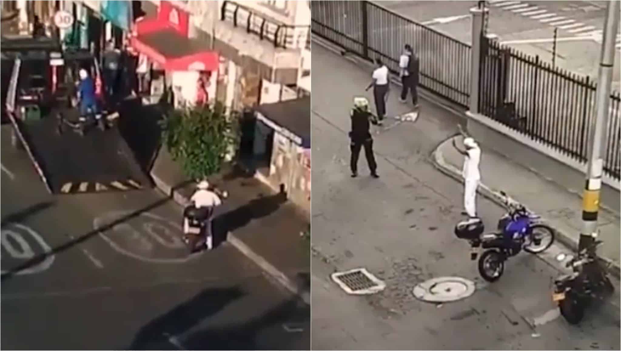 [Video] Un hombre fue capturado luego de robar una motocicleta del Tránsito de Envigado