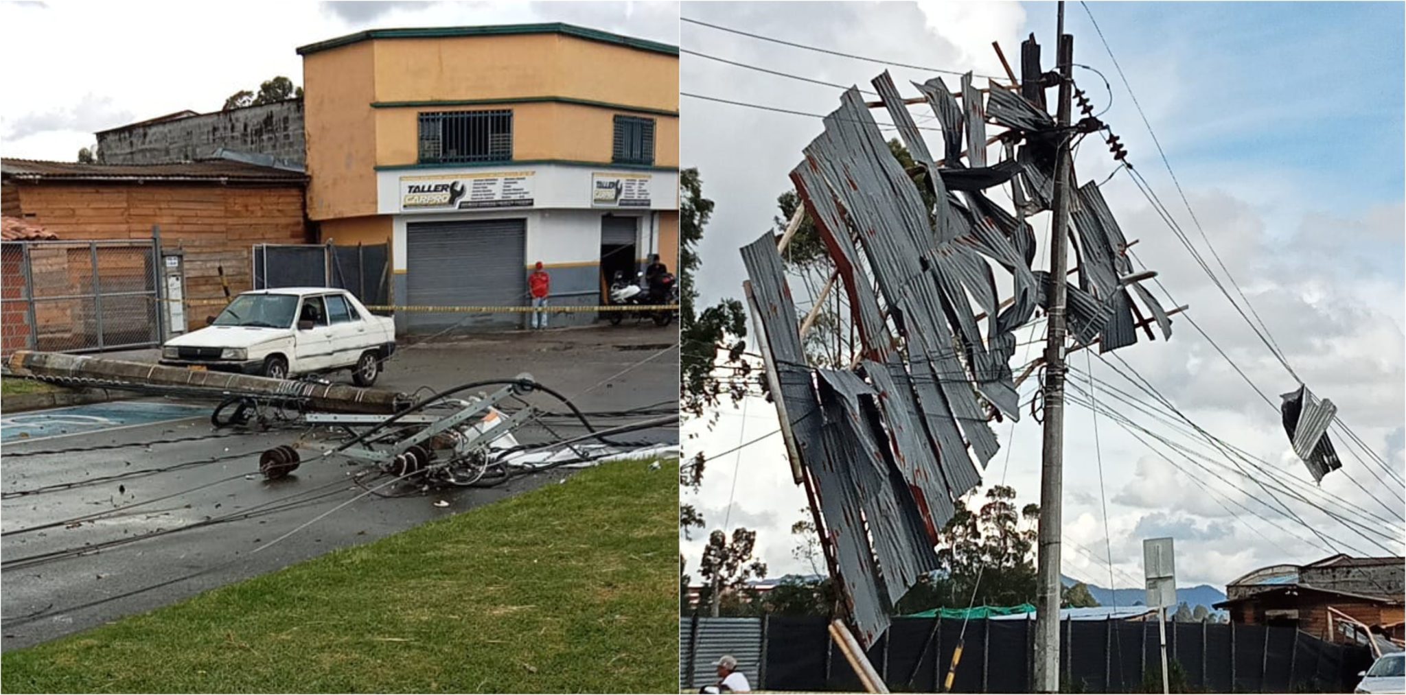 [Video] Vendaval deja postes de luz caídos y vehículos afectados en Rionegro