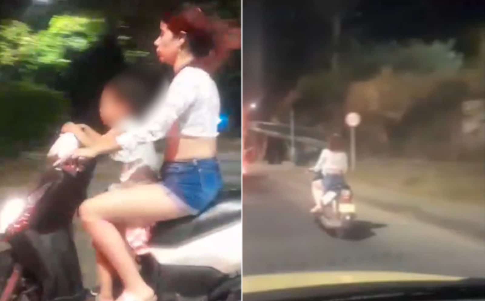 Mujer fue captada mientras conducía acompañada de una menor de edad sin elementos de protección