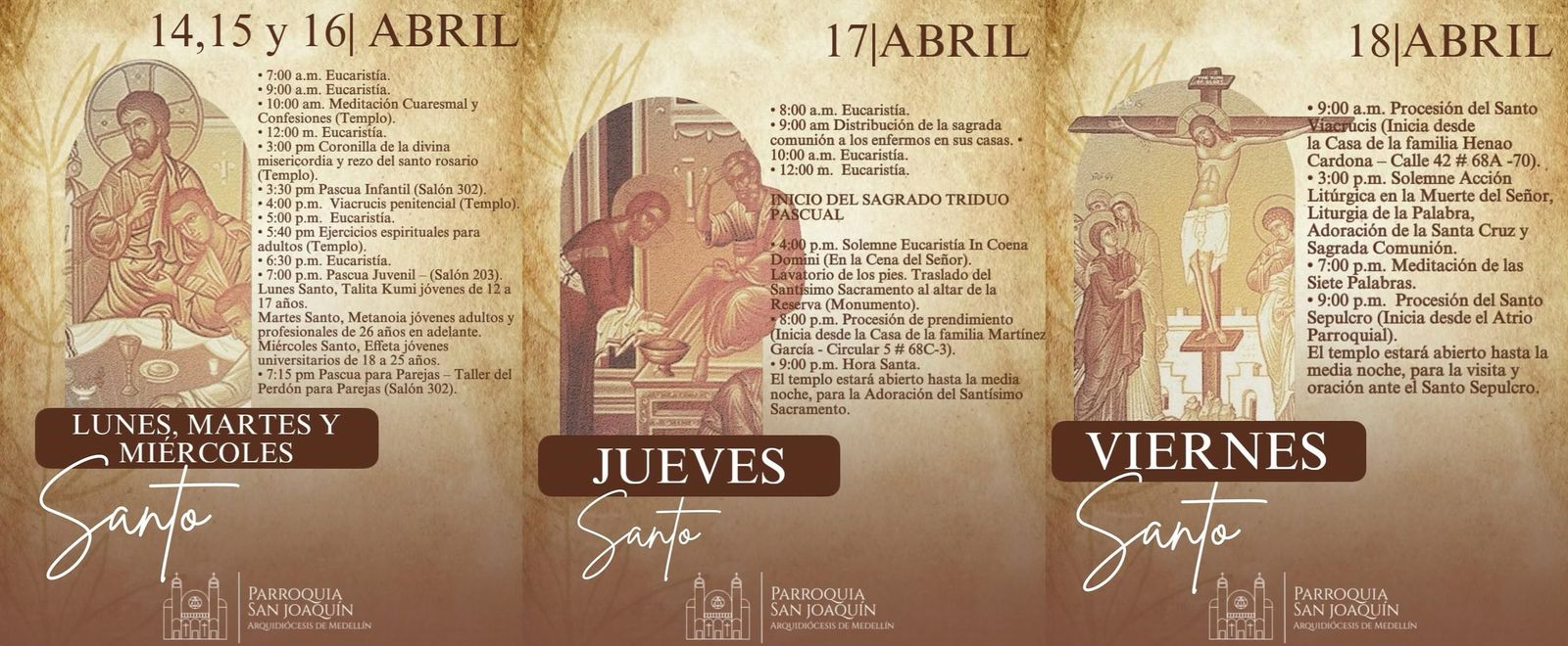 Programación de Semana Santa en Parroquia San Joaquín, comuna 11