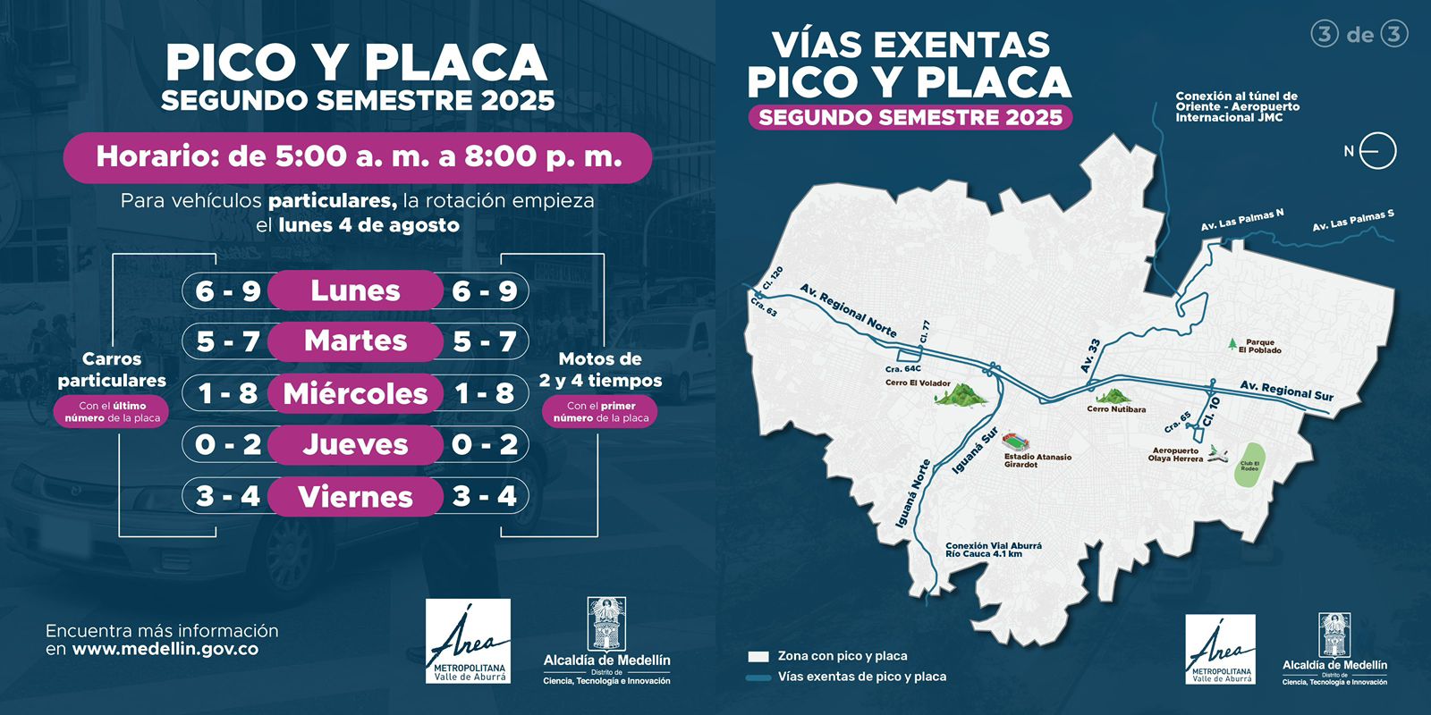 ¿Cuándo le tocó? Pico y placa cambió en Medellín y estos son los nuevos días