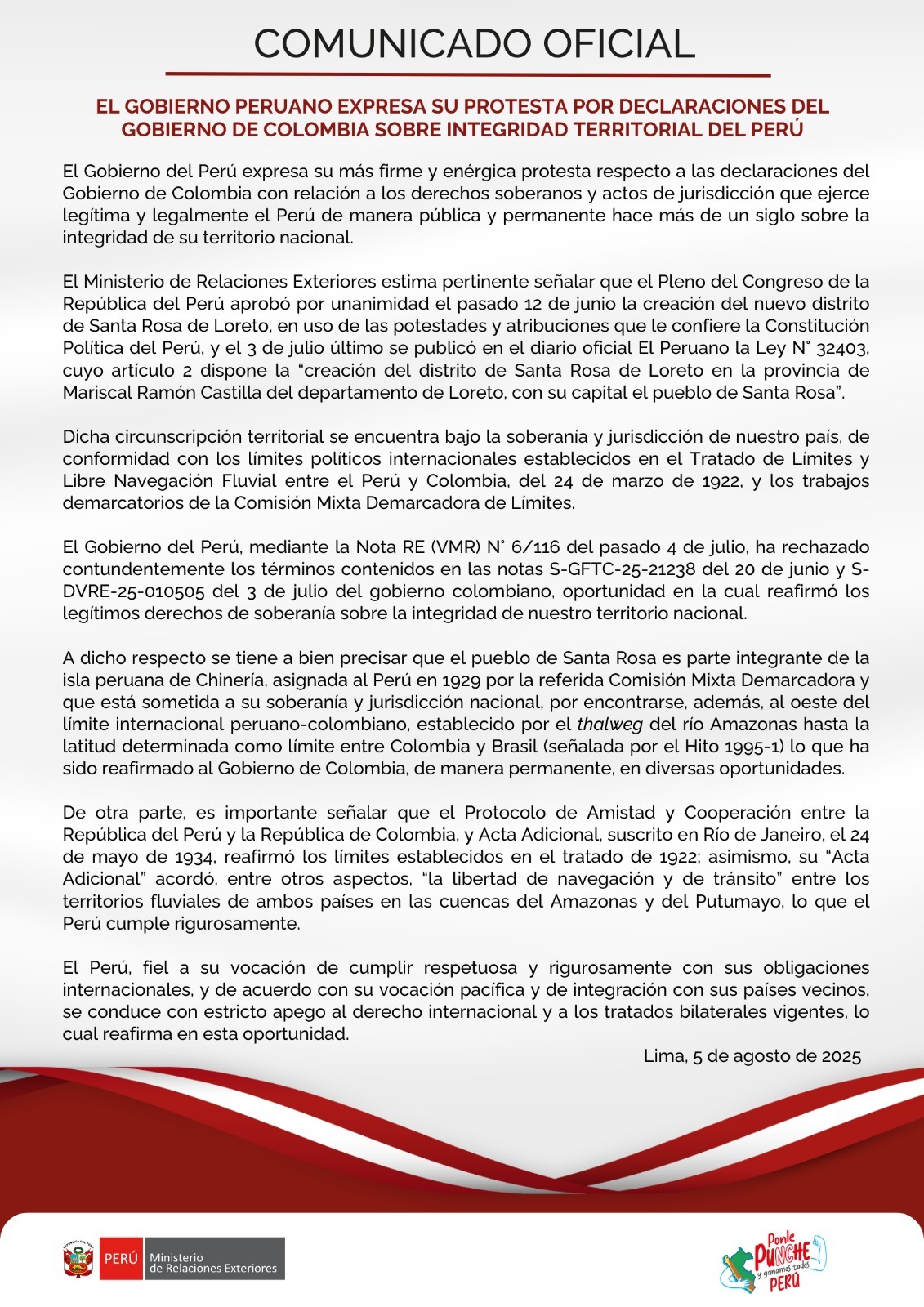 Presidente Petro afirma que isla del Amazonas es de Colombia y no de Perú