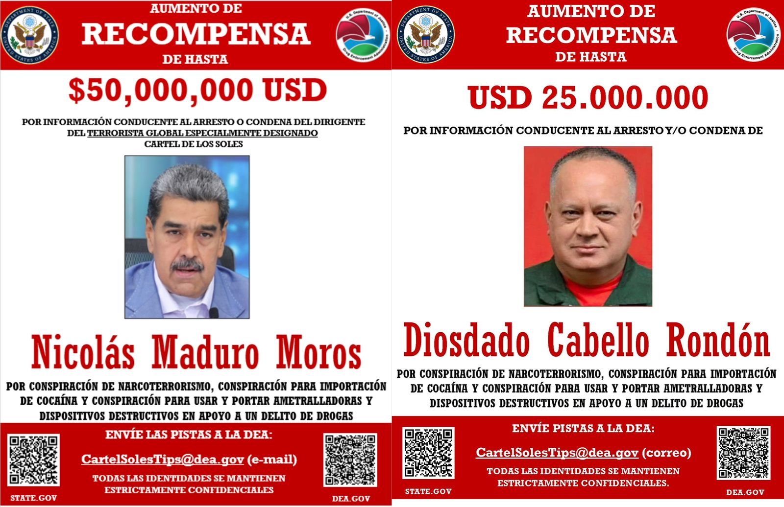 Recompensa de Estados Unidos por Nicolás Maduro superó la de Osama bin Laden en 2001