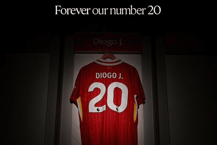 Como homenaje a Diogo Jota, el Liverpool retira para siempre la camiseta número 20