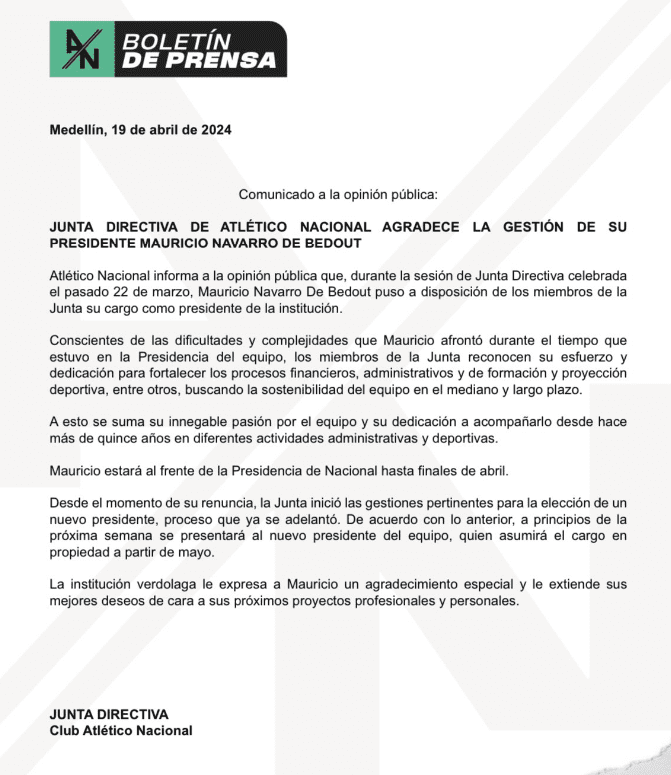 comunicado atlético nacional