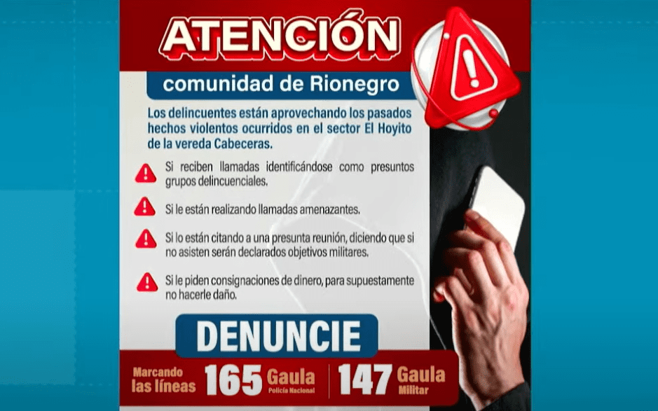 Ojo a esto: extorsionan a nombre de responsables de masacre en Rionegro