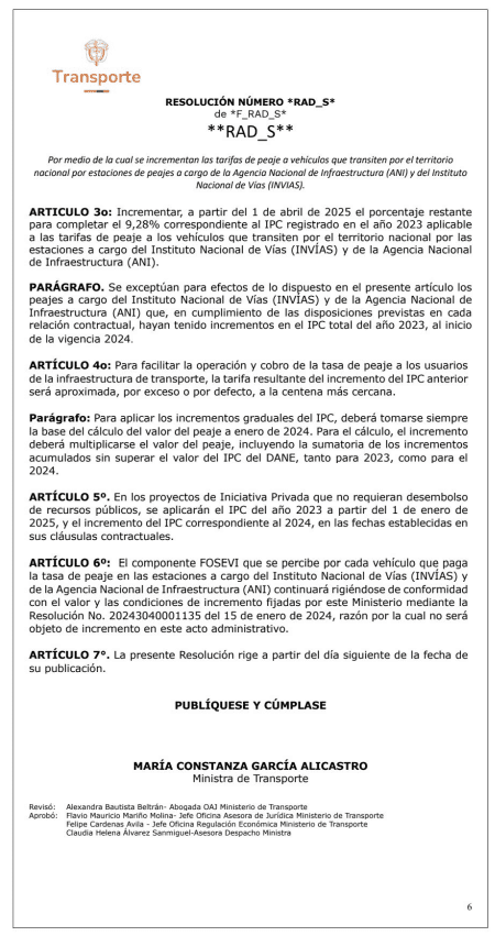 El Gobierno Nacional ha anunciado un cambio en la fecha y el monto del aumento en los peajes del país. Aunque se esperaba que este incremento entrara en vigencia a partir del 31 de diciembre de 2024, la medida se postergó hasta el 1 de enero de 2025. Además, el aumento será gradual y se realizará en tres etapas a lo largo de los primeros meses del año.