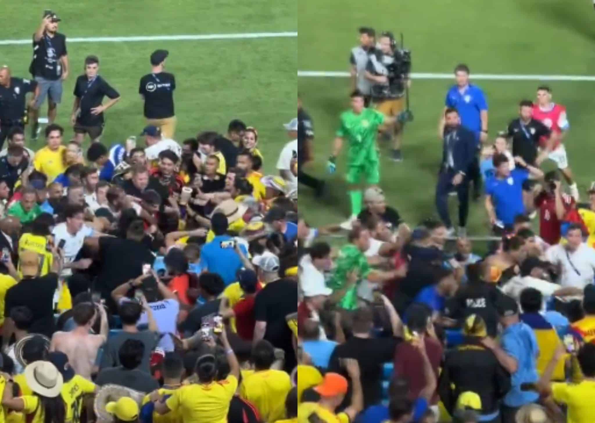 así fue la pelea al final del partido entre Colombia y Uruguay