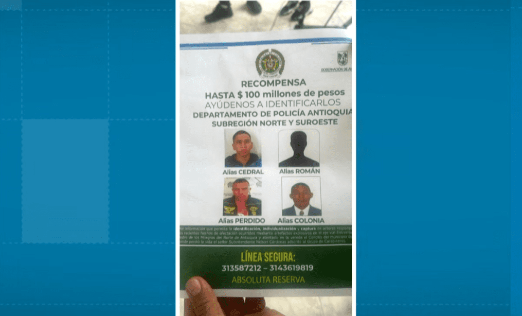 Estos son los presuntos responsables de últimos ataques contra la Policía en Antioquia