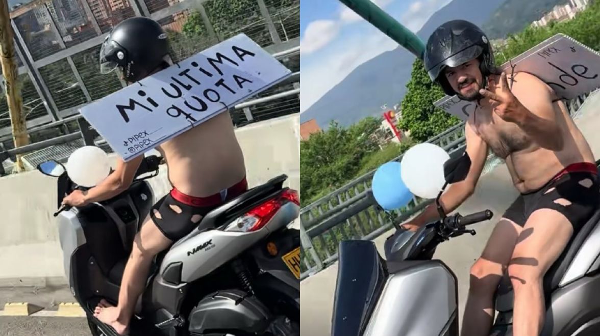 Con un cartel que decía mi última cuota y en ropa interior rota, un hombre en Medellín celebró el fin de su deuda y se volvió viral.