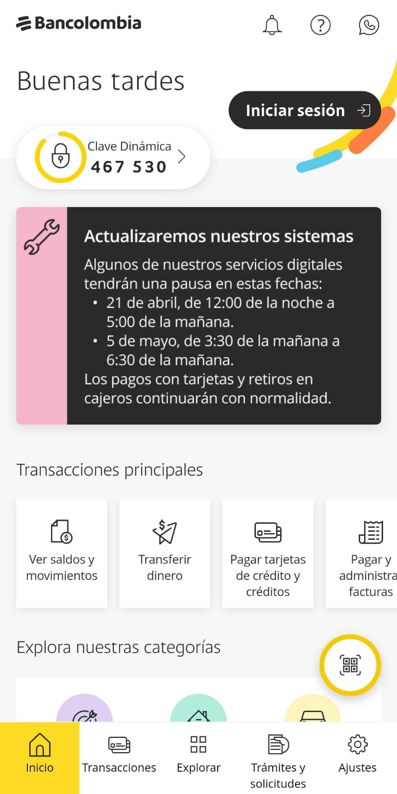 ¡Pilas! Bancolombia anuncia que su aplicación estará en mantenimiento por varios días