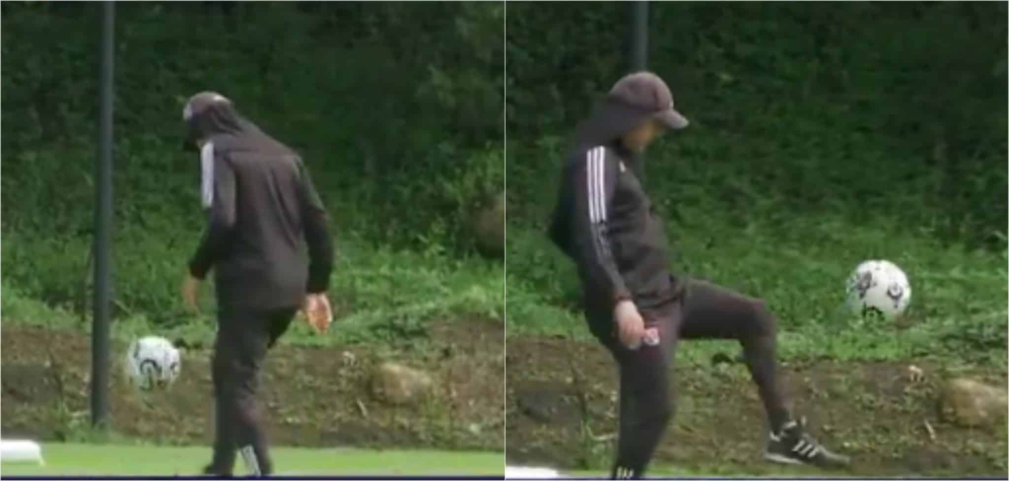 ¡Todo un crack! Al 'profe' Arias lo grabaron haciendo la 31 durante el entrenamiento del DIM