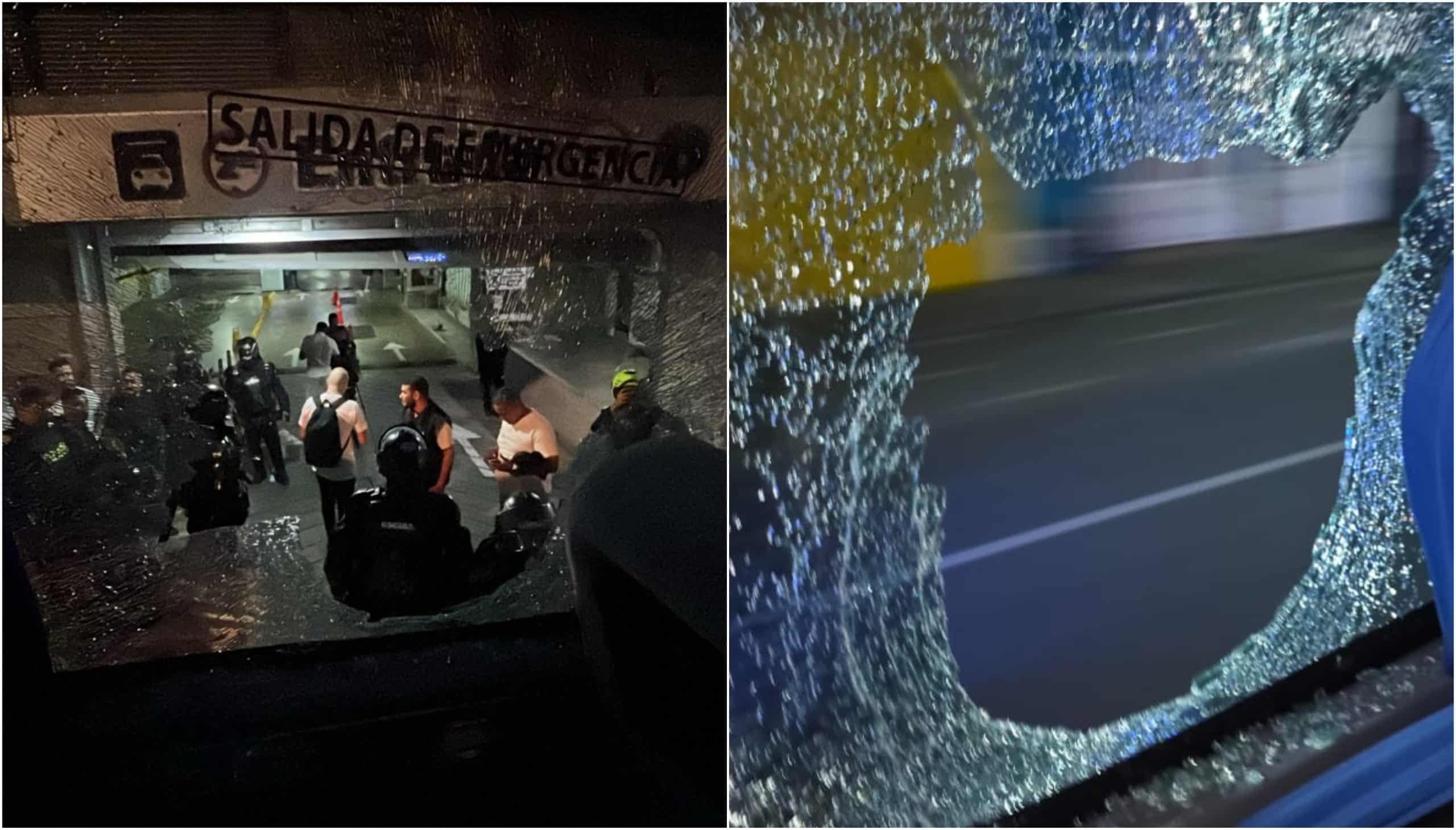 ¡Otra vez! Atacaron a piedra el bus de Atlético Nacional